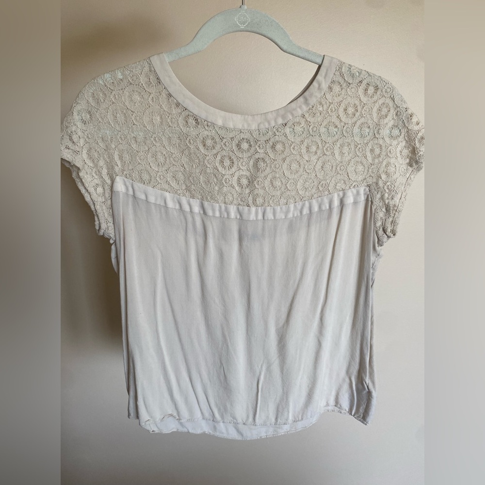 Fossil Lace-Top Cream Shirt - Small